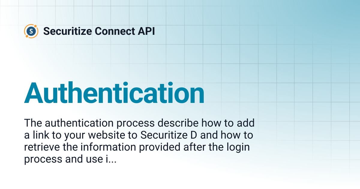 Authentication | Securitize Connect API